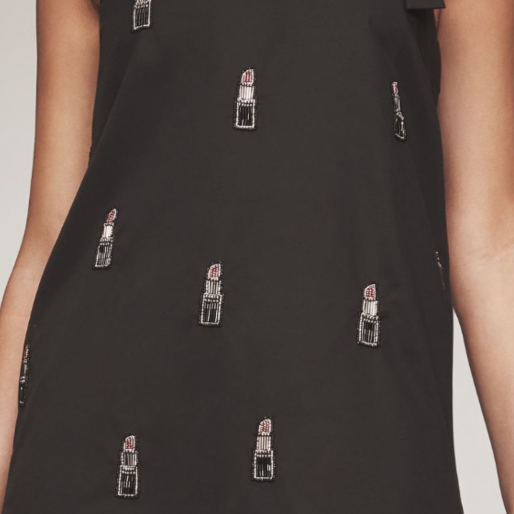 Maeve Black Lipstick Embellished Mini Dress. Size Large